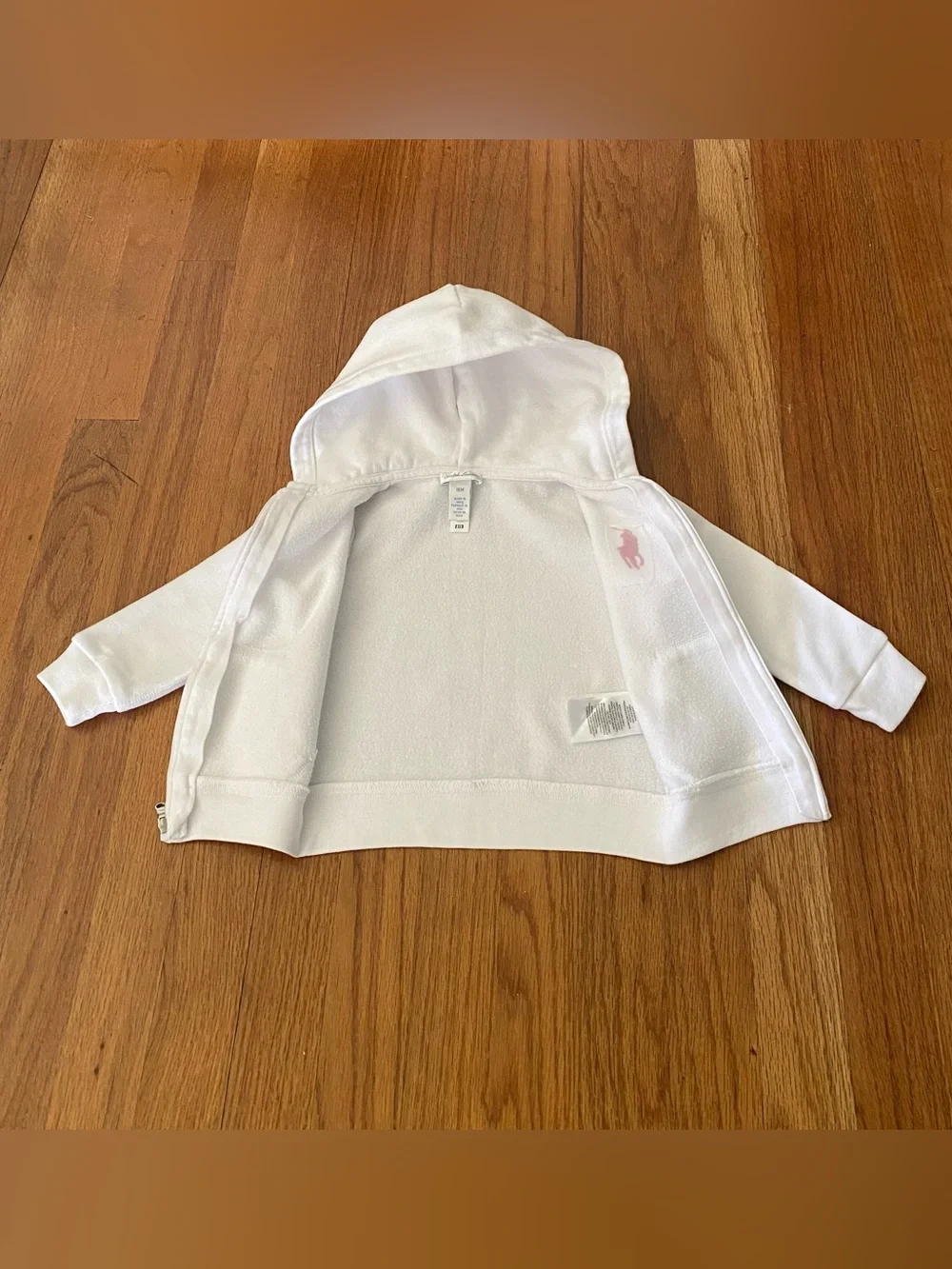 Ralph Lauren Hooded Zip Sweatshirt with Big Pink Pony